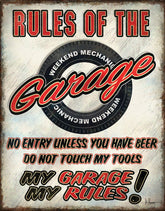 Tin Signs Rules Of Garage Sign 2410