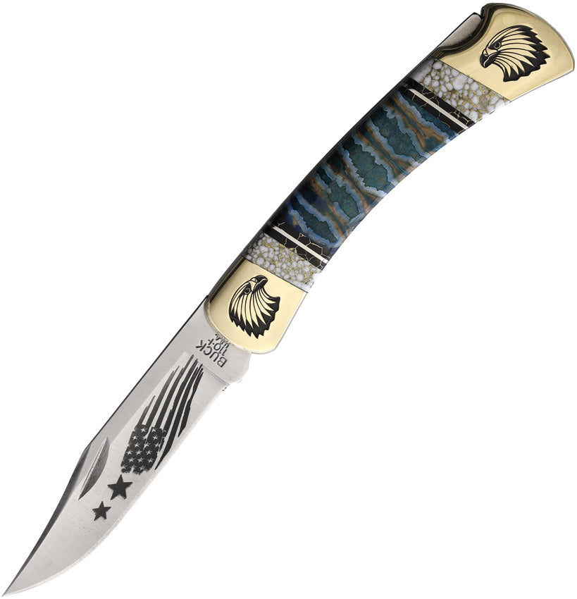 Yellowhorse Custom Buck 110 Lockback YH352 BLUE MAMMOTH/ EAGLE