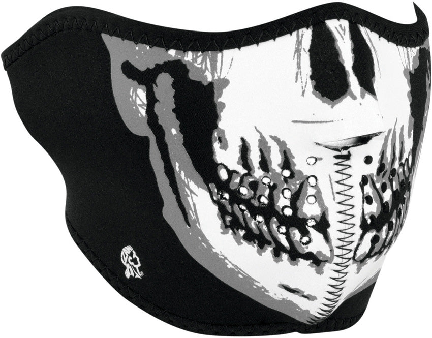 Zan Headgear Half Face Mask BW Skull WNFM002H