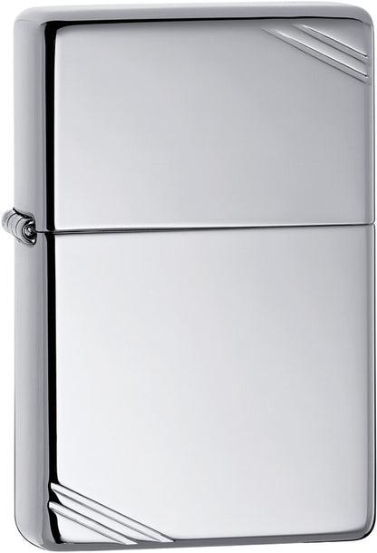 Zippo High Polish Chrome Vintage w/ Slashes Windproof Lighter