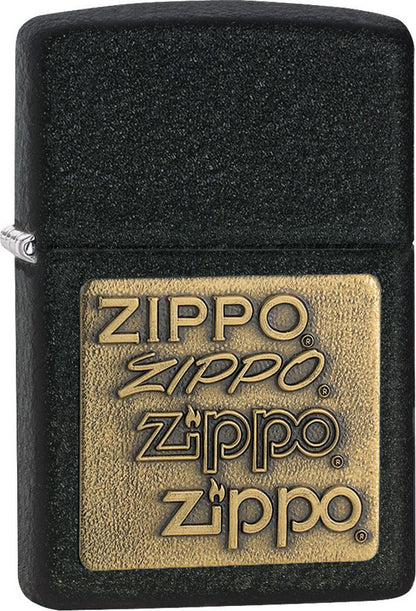 Zippo Brass Logo Emblem Black Crackle® Lighter – Zippo USA