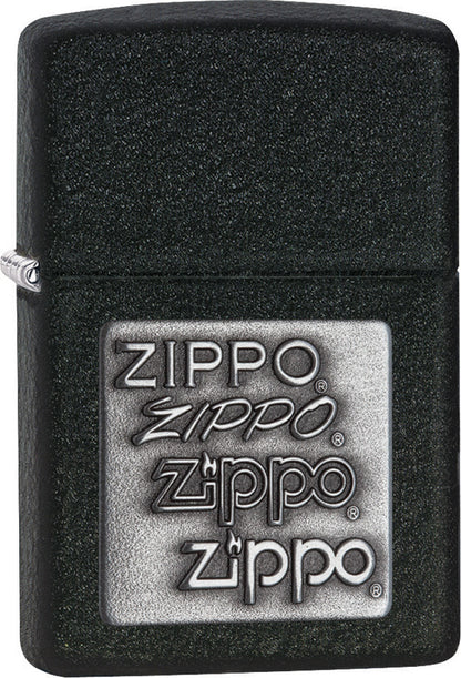 Zippo Black Crackle Logo Emblem Windproof Lighter – Made in USA