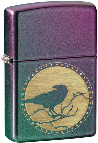 Zippo Laser Engraved Iridescent Raven Windproof Lighter
