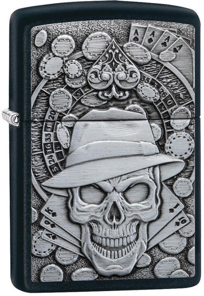 Zippo Windproof Lighter with Gambling Skull Design