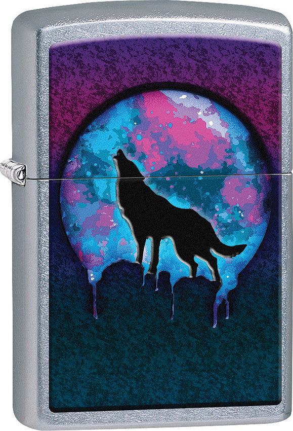 Zippo 15257 Wolf Moon Design Street Chrome Lighter