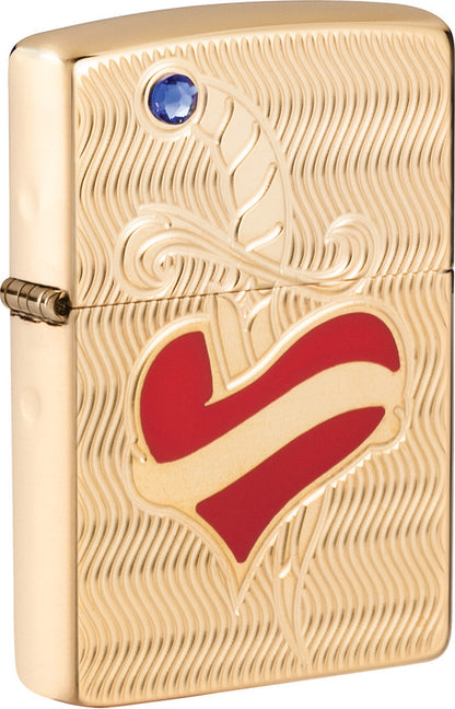 Heart and Sword Design High Polish Brass Windproof Lighter – Made in USA - Shop now at Mjoutdoorsgear UK