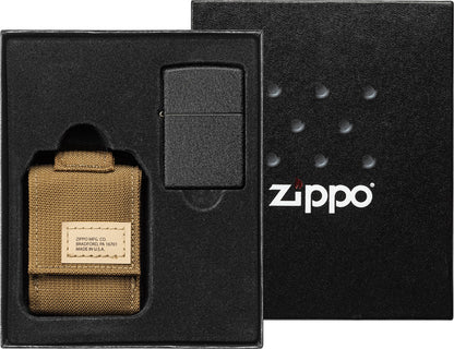 Zippo Tactical Brown Pouch and Black CrackleÂ® Windproof Lighter Gift Set – Made in USA - Shop now at Mjoutdoorsgear UK