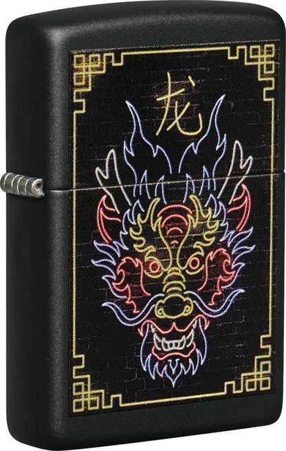 Zippo Neon Dragon Design Black Matte Windproof Lighter – Made in USA - Shop now at Mjoutdoorsgear UK