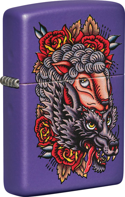 Zippo Wolf in Sheep's Clothing Design Purple Matte Windproof Lighter – Made in USA - Shop now at Mjoutdoorsgear UK