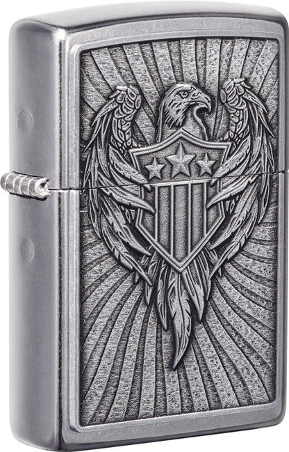 Eagle Shield Emblem Design Street Chrome™Windproof Lighter – Zippo Lighters UK - Shop now at Mjoutdoorsgear UK