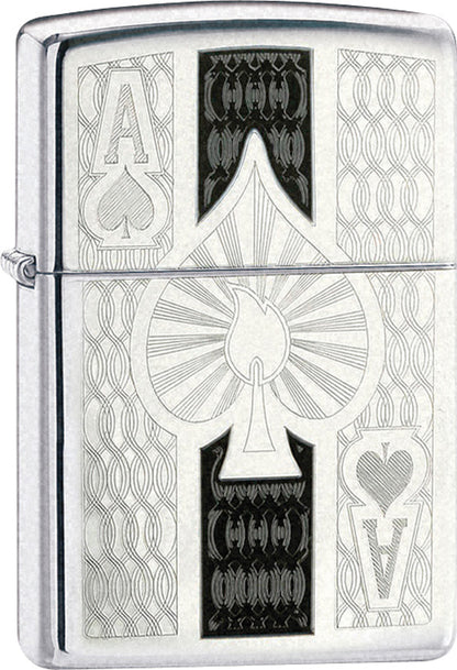 Intricate Spade Design Zippo Lighter Chrome | Mjoutdoorsgear UK