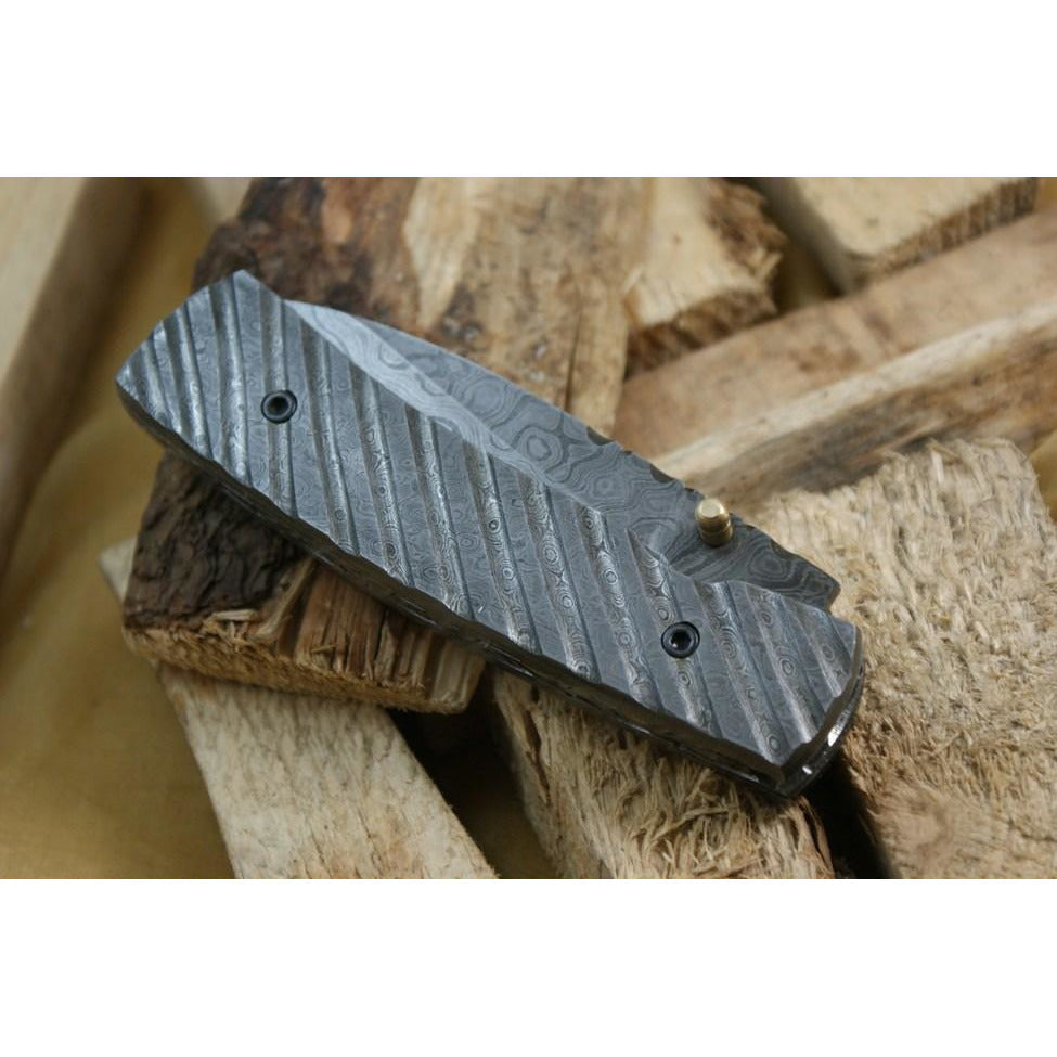 Custom Handmade Folding Knife With Leather Sheath by Knife King
